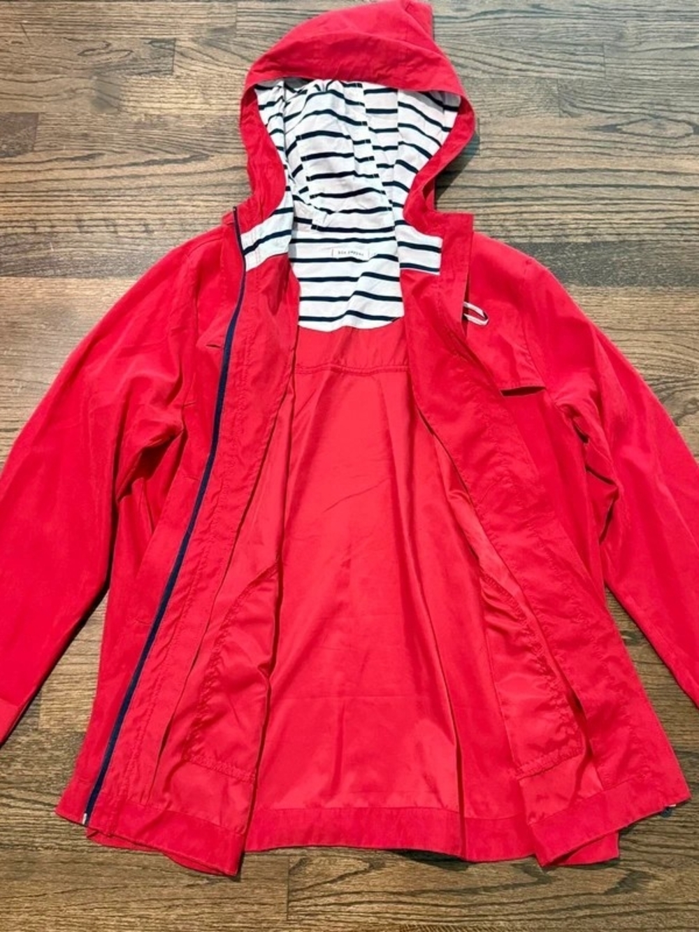Red Hooded Kids' Jacket with Striped Lining